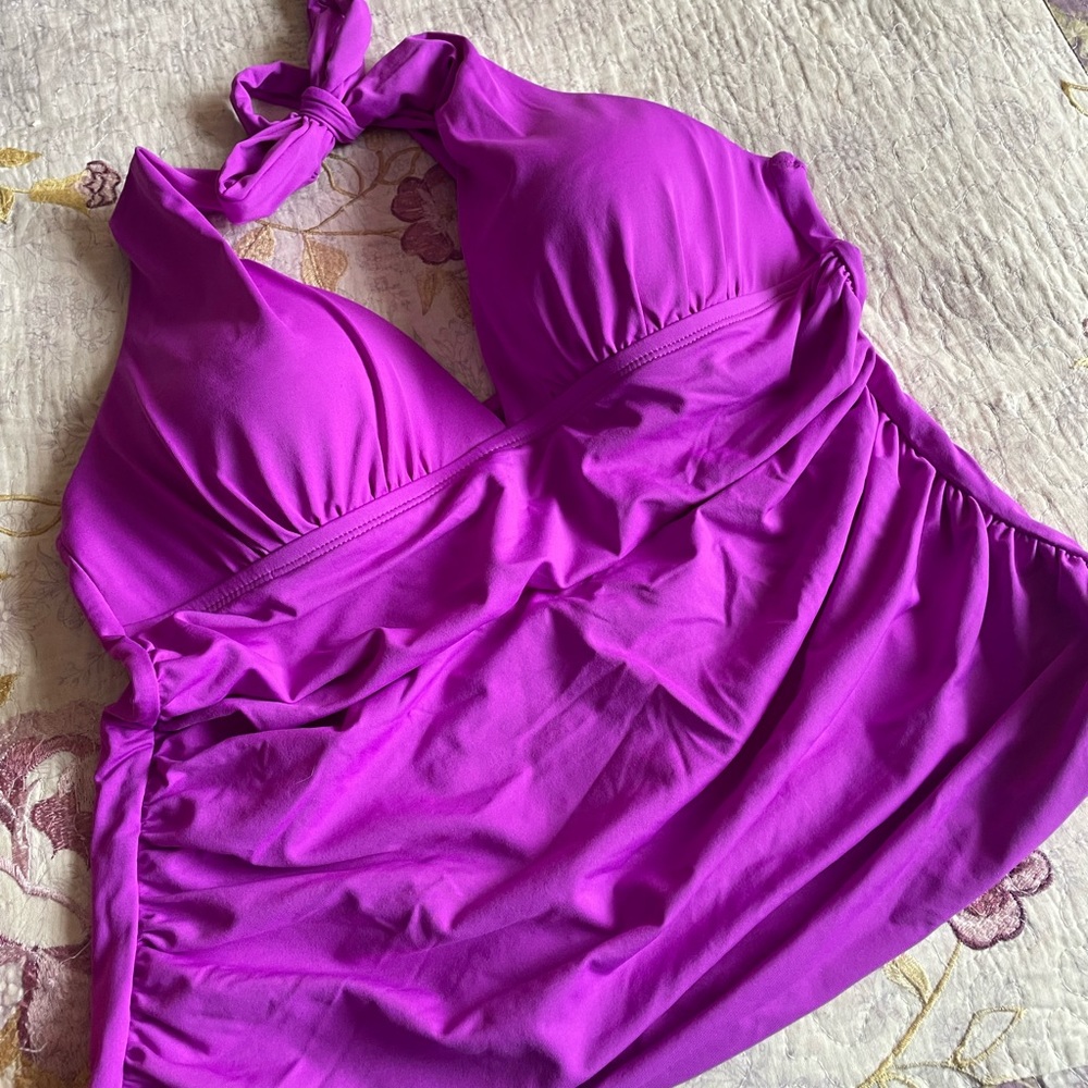 Gibson + Latimer halter tankini swim top